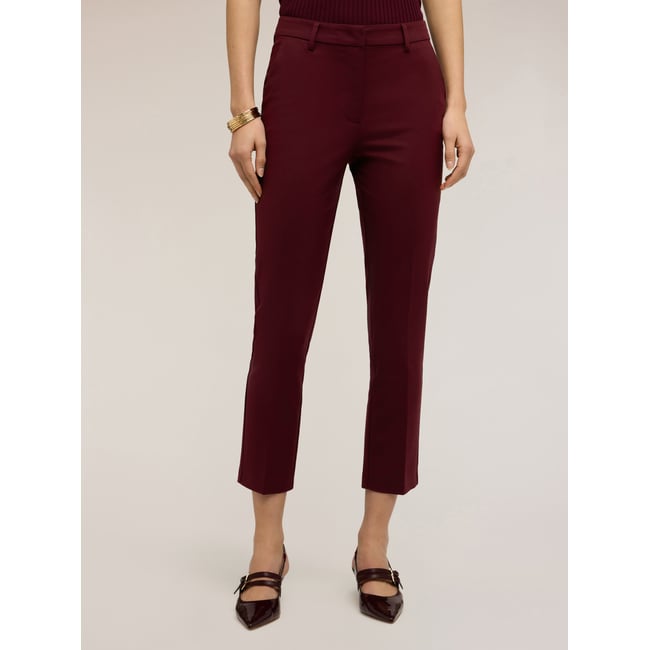 Pantalon regular en mélange coton viscose burgundy <span itemprop=