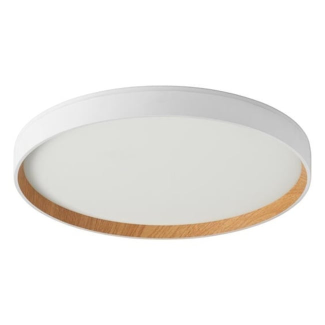 Plafonnier led dimmable et CCT blanc et façon bois Bis Couleur blanc <span itemprop=