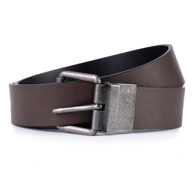 Ceinture 2 en 1 réversible brun noir/marron foncé <span itemprop=