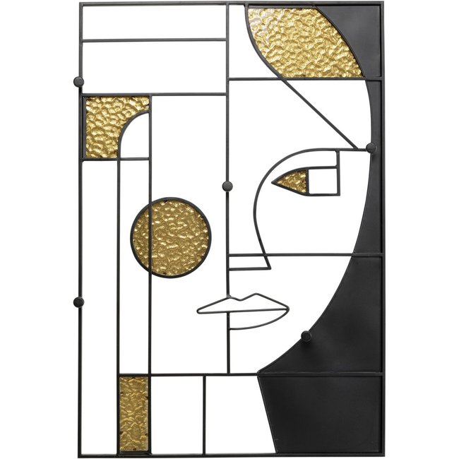 Portemanteau mural Art Face femme 90x61cm Couleur noir <span itemprop=