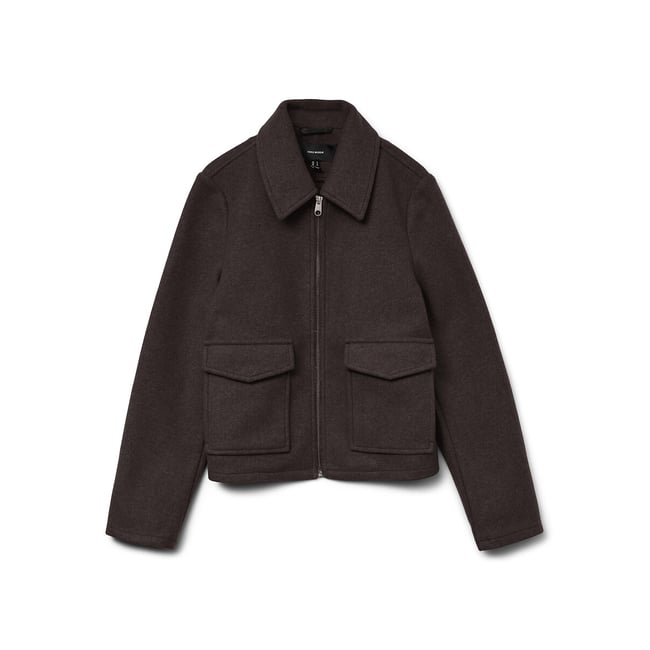 Cappotto corto con tasche applicate marrone cioccolato VERO MODA
