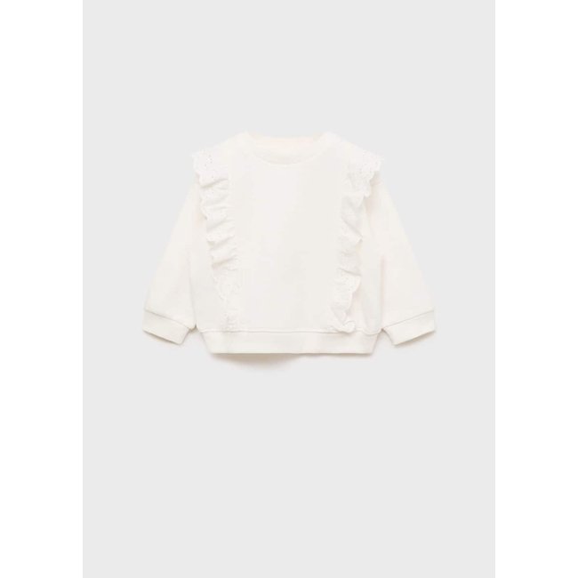 Sweat-shirt détail volants blanc cassé <span itemprop=