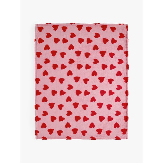 Couverture en polaire coeurs roses/rouges <span itemprop=