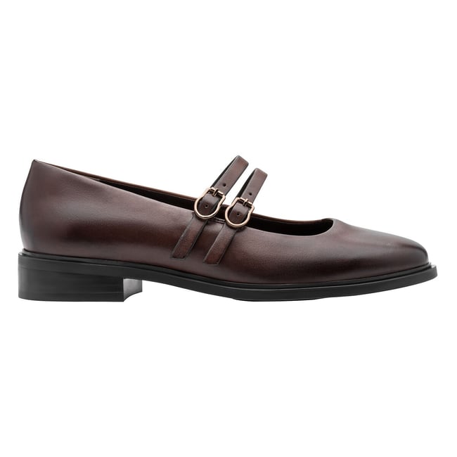 Ballerines babies en cuir marron <span itemprop=
