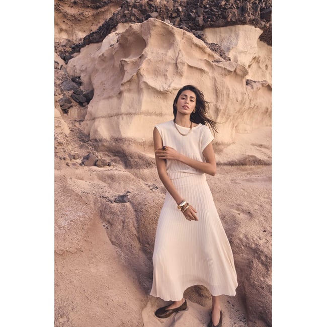 Jupe fluide en maille VANESSA creme <span itemprop=