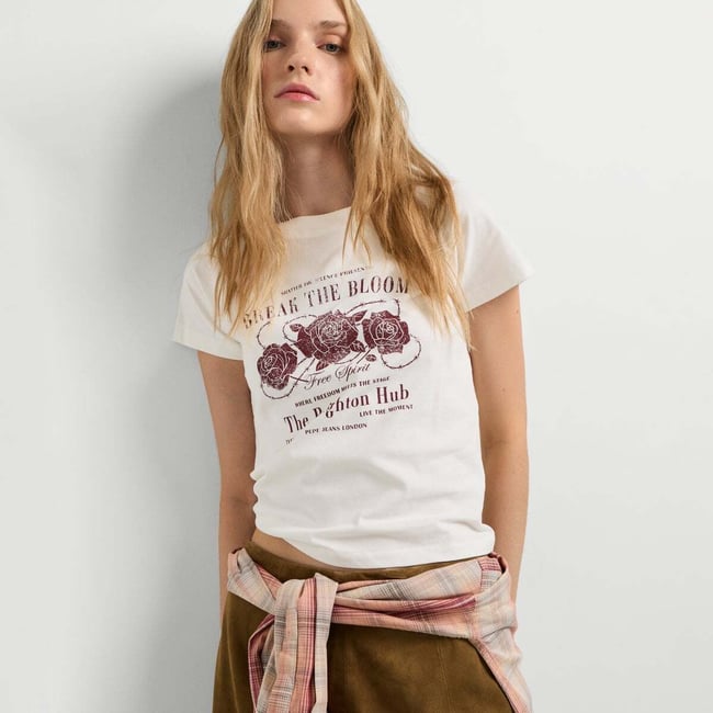 T-Shirt Avec Imprimé Graphique blanche mousse <span itemprop=