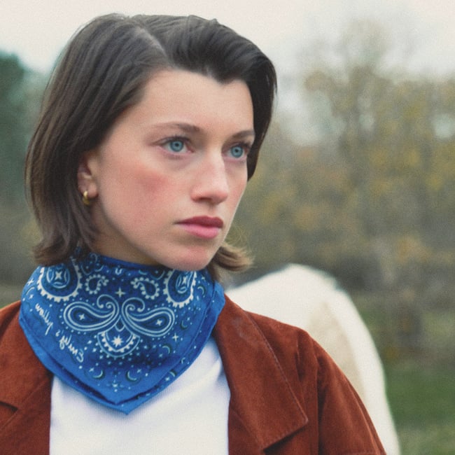 Foulard En Soie Bleu Avec Bande élastique Ajustable - Marque Romy And Roy, Neuf Avec étiquettes