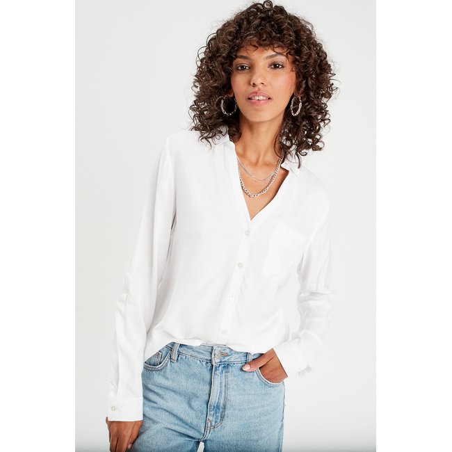 Chemise manches longues ecru <span itemprop=
