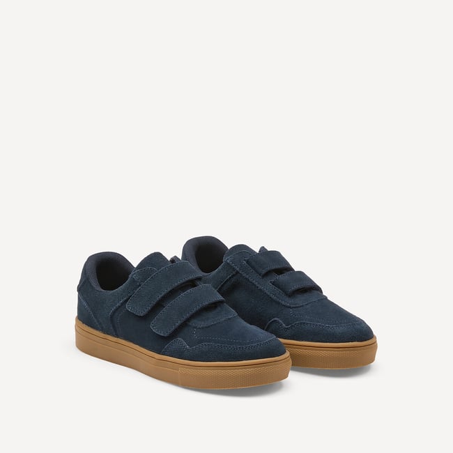 Kids Nubuck Leather Touch 'n' Close Trainers navy blue LA REDOUTE COLLECTIONS