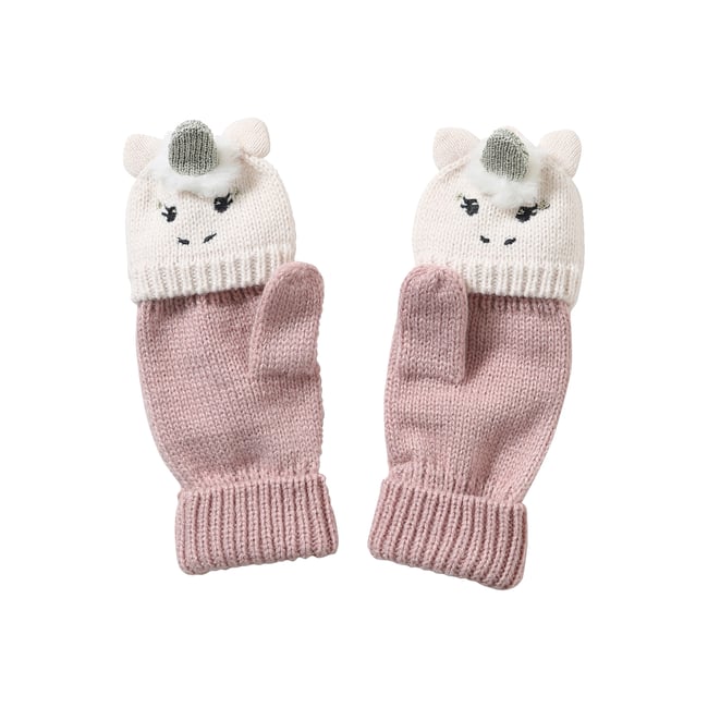 Moufles/mitaines en maille licorne rose <span itemprop=