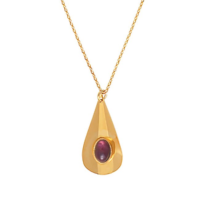 Collier  amethyste doré - calla violet <span itemprop=
