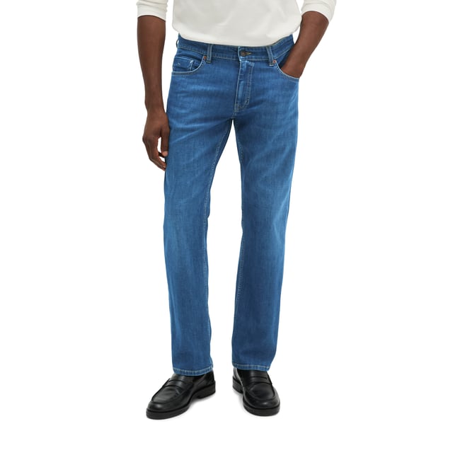 Jeans modèle Kemi regular en denim doux au toucher cashmere bleu foncé <span itemprop=