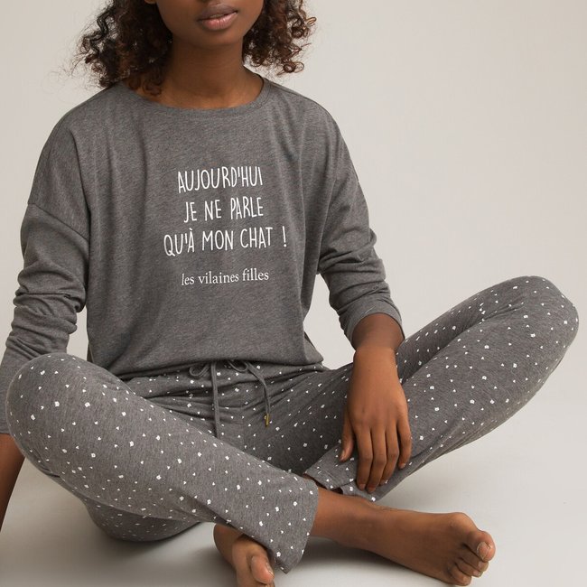 Pijama estampado gris <span itemprop=