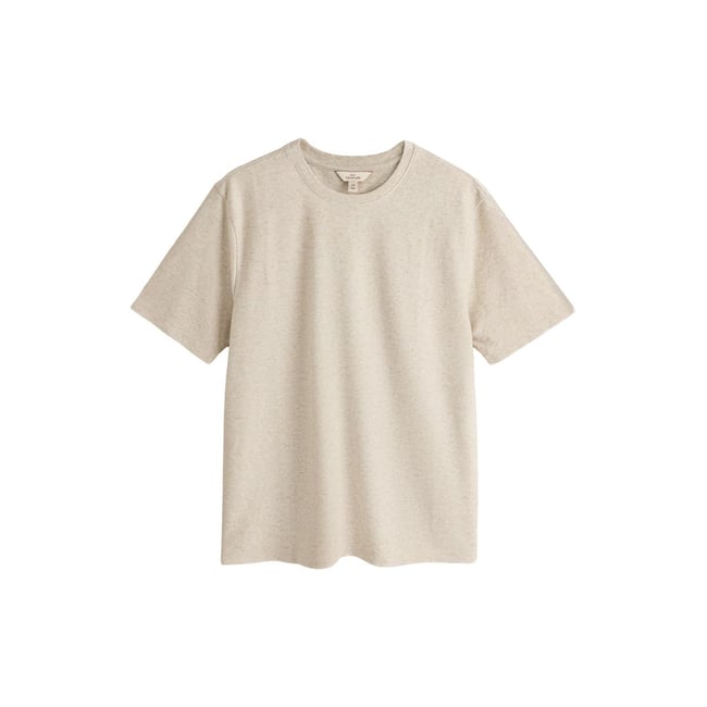 T-shirt texturé avec lin signature naturel <span itemprop=