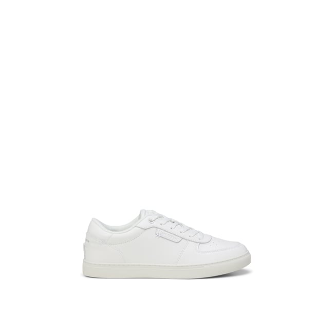 Baskets en cuir de vache avec doublure en éponge blanc <span itemprop=