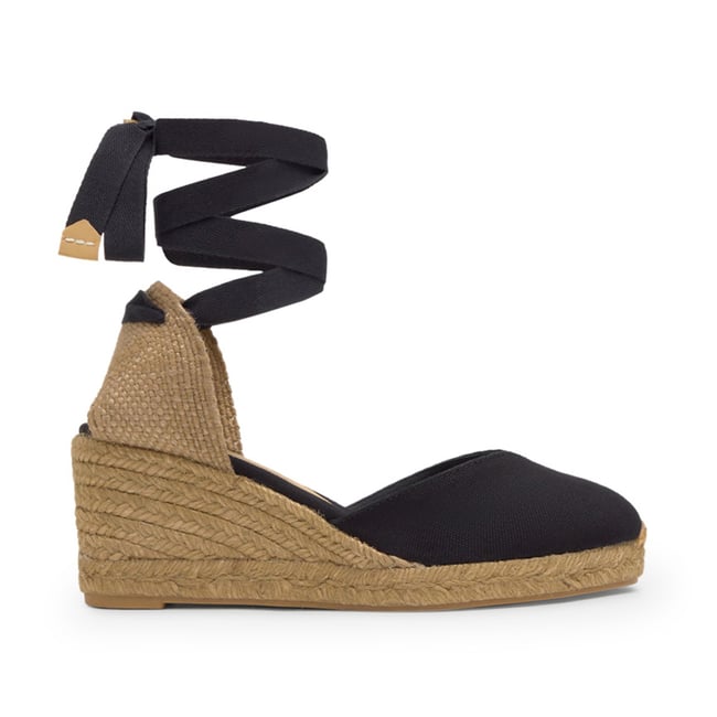 Espadrilles compensées en jute tressée à découpe en V CHIARA PLATFORM noir <span itemprop=