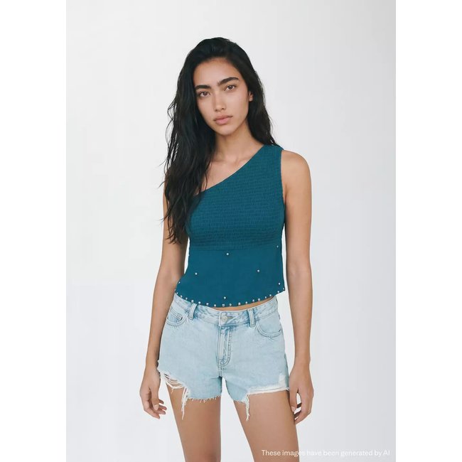 Short à micro-effets usés bleu clair <span itemprop=