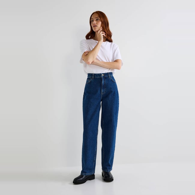 Jean large en coton stone denim <span itemprop=