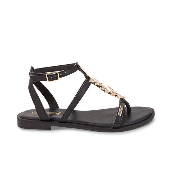 Sandales entre doigt en cuir ORGEAT noir <span itemprop=