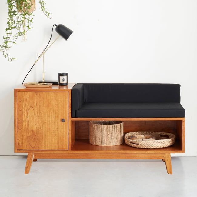 Banc en bois massif avec coussins  CELESTE Couleur naturel <span itemprop=
