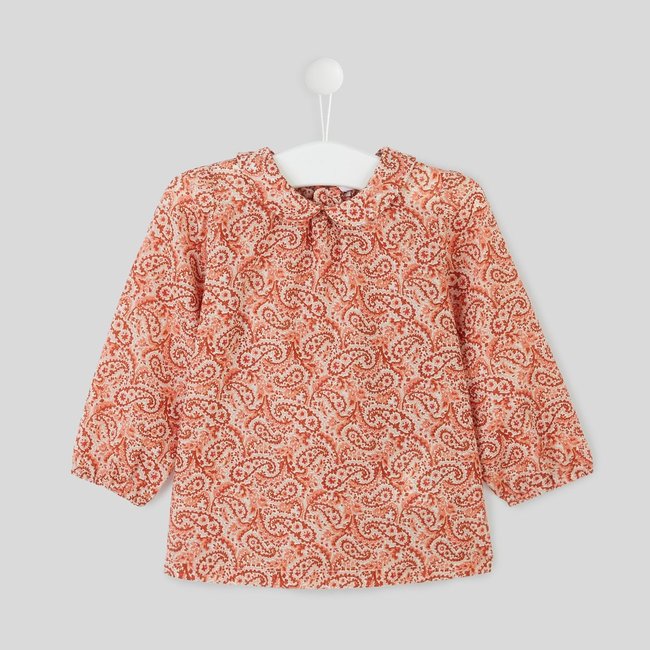 Blouse imprimée, en coton BIO ecru <span itemprop=
