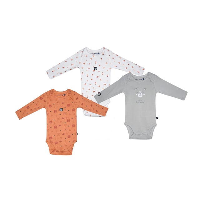 Lot de 3 bodies nasro manches longues bebe orange <span itemprop=