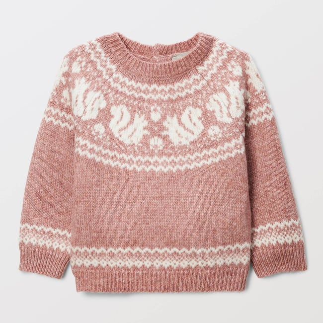 Pull jacquard imprimé tulipe <span itemprop=