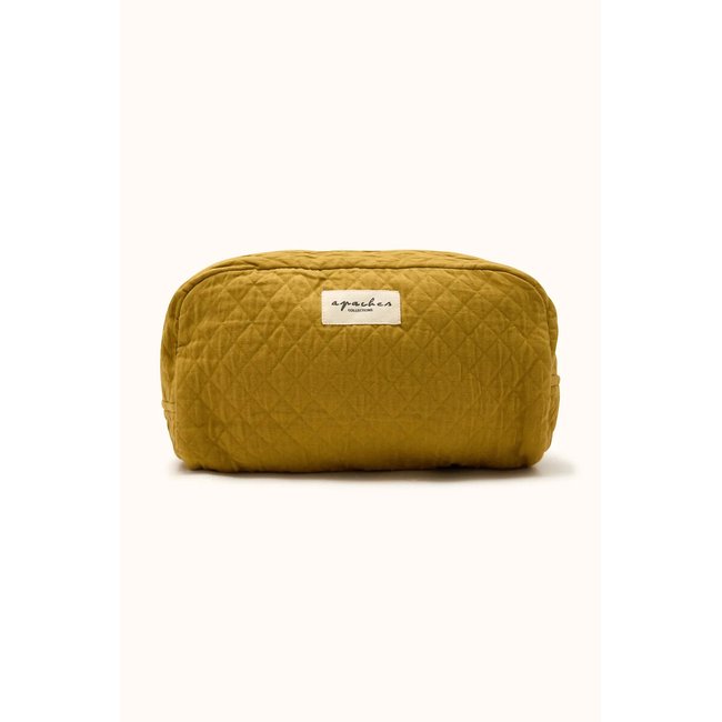 Trousse de toilette zippée GAYANE kaki bronze <span itemprop=