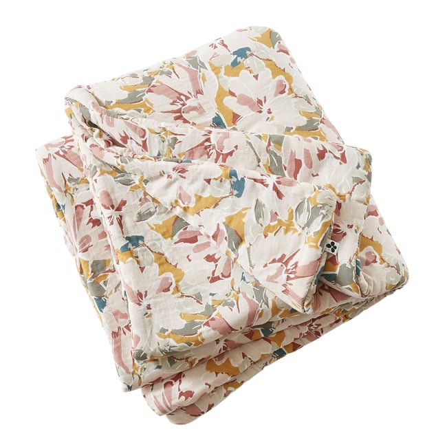 Bout de lit en gaze de coton imprimée CLARENCE  Confort et style multicolore <span itemprop=