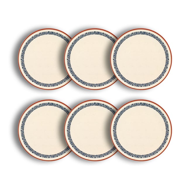 Lot de 6 assiettes plates en faïence 25cm, AMATXI Couleur blanc <span itemprop=