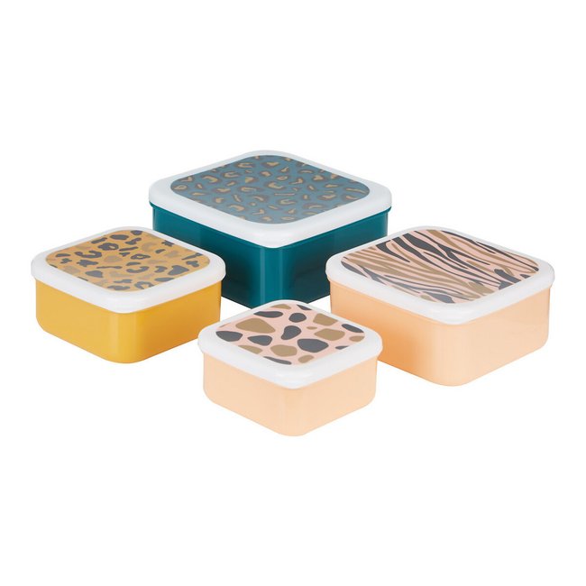 Set of 4 Animal Print Lunch Boxes, multi-coloured, SO'HOME
