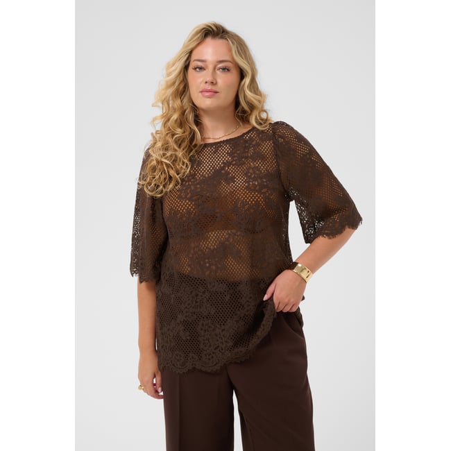 Blouse à manches courtes marron coffeebean <span itemprop=
