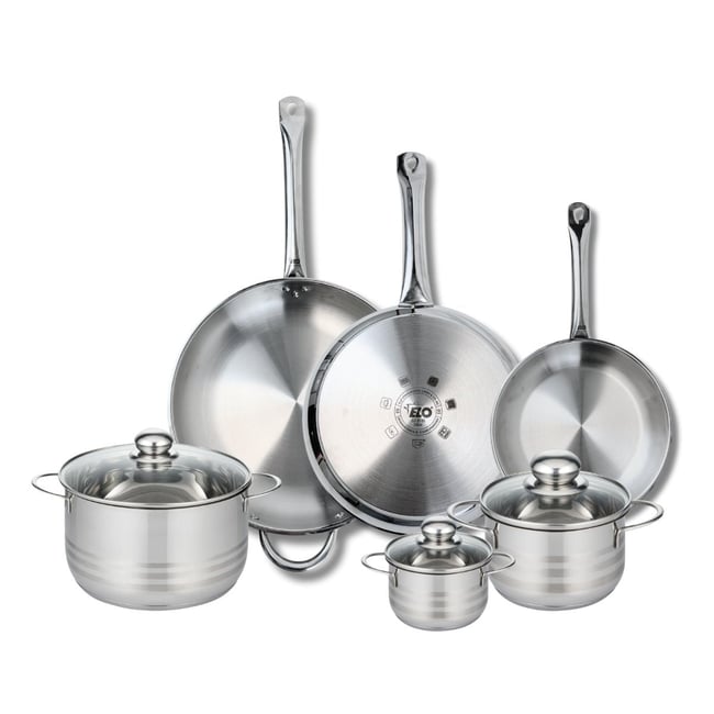 3 poêles 24/28/32cm + 3 faitouts 12/16/20cm PROFI BRILLANT gris <span itemprop=