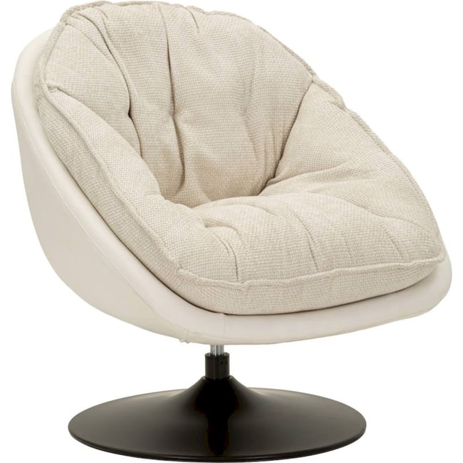Fauteuil pivotant rétro enveloppant MODERN Couleur crème et noir <span itemprop=