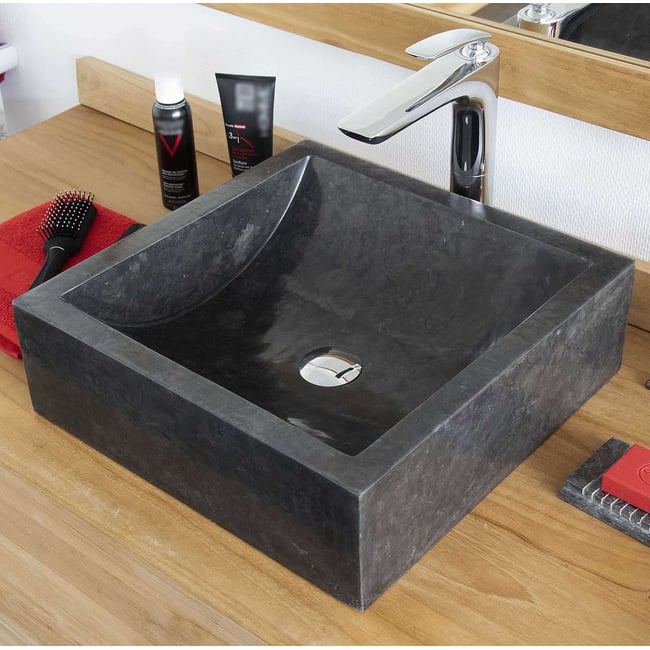 Vasque Kiara en marbre Couleur noir <span itemprop=