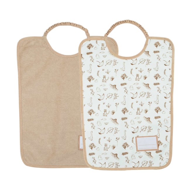 Lot de 2 bavoirs maternelles crudo <span itemprop=