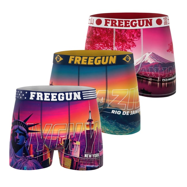 Lot De 3 Boxers Travel rose/violet/orange/vert/jaune <span itemprop=