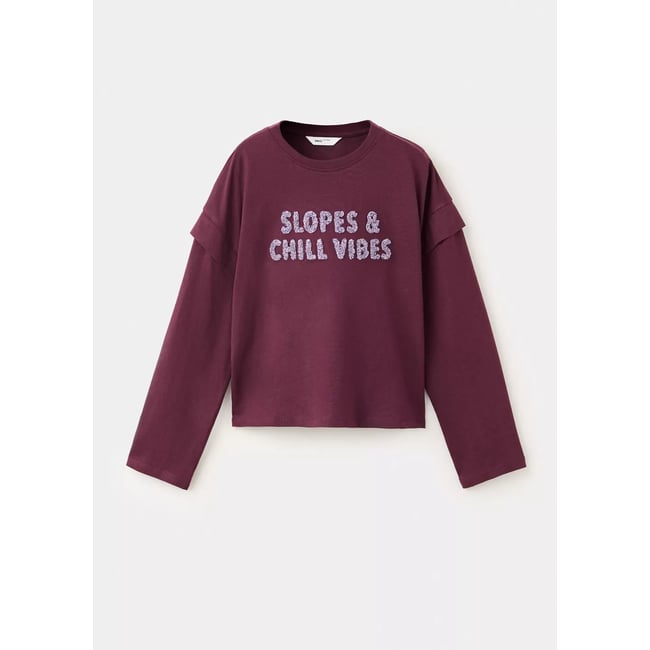 T-shirt coton détail imprimé bordeaux <span itemprop=