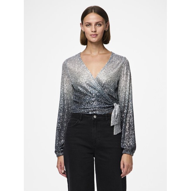 blouse cache-cœur PIECES ombre blue <span itemprop=