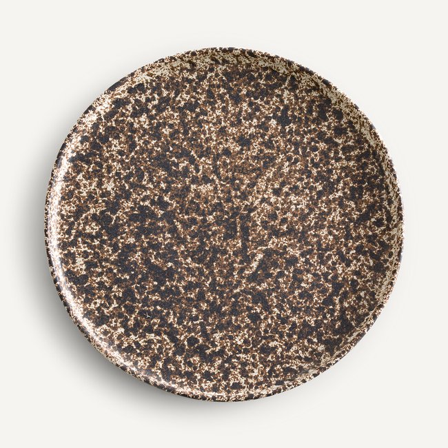 Lot de 4 assiettes plates en grès, Rusty Couleur marron/blanc <span itemprop=