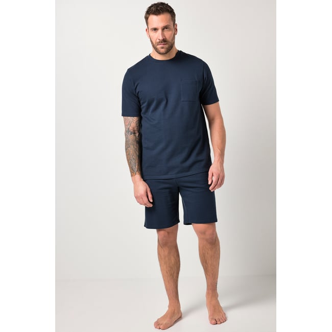 Pyjama en jersey seersucker bleu marine <span itemprop=