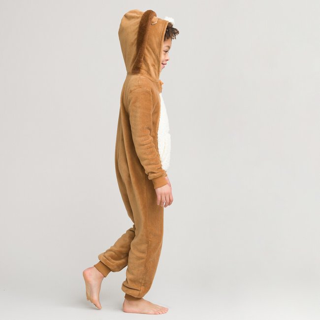 Lion fleece hooded onesie camel La Redoute Collections La Redoute