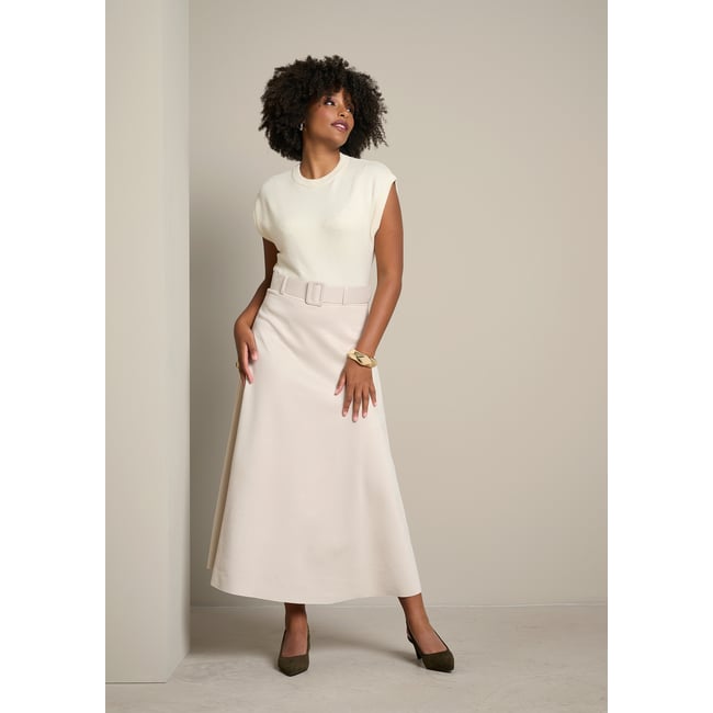 Jupe longue évasée lt beige <span itemprop=