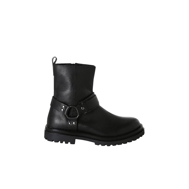 Boots cuir zippées noir <span itemprop=