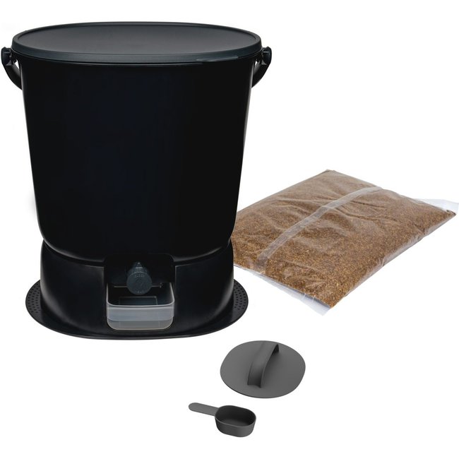 Composteur de cuisine Essential 15L avec base noir/gris - BOKASHI