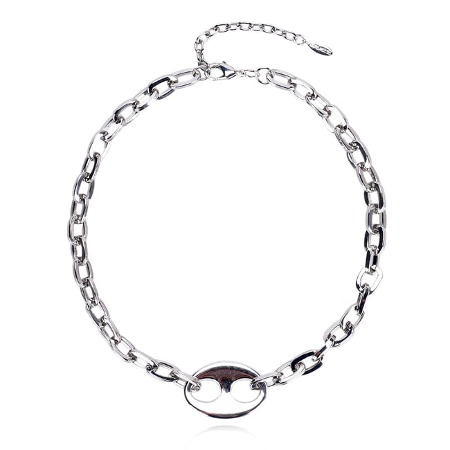 Collier grosse chaîne charm grain de café LISANA argenté <span itemprop=