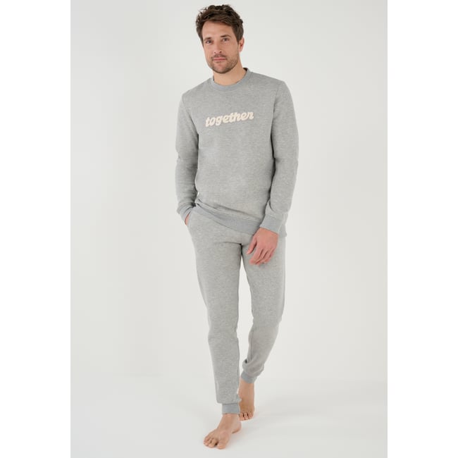 Sweatshirt Thermolactyl en molleton gris chiné <span itemprop=