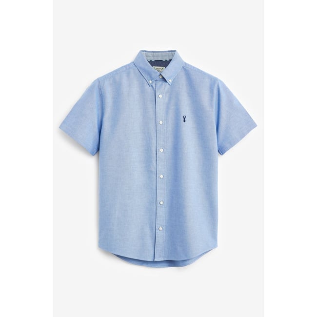 Chemise oxford à manches courtes-avec cerf bleu clair <span itemprop=