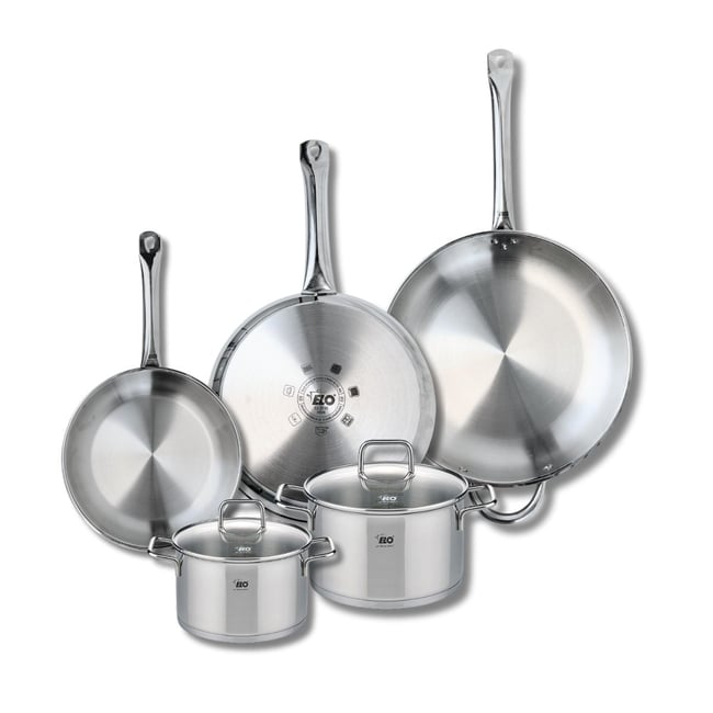Batterie 3 poêles 24/28/32cm + 2 faitouts 16/20cm PROFI CITRIN gris <span itemprop=