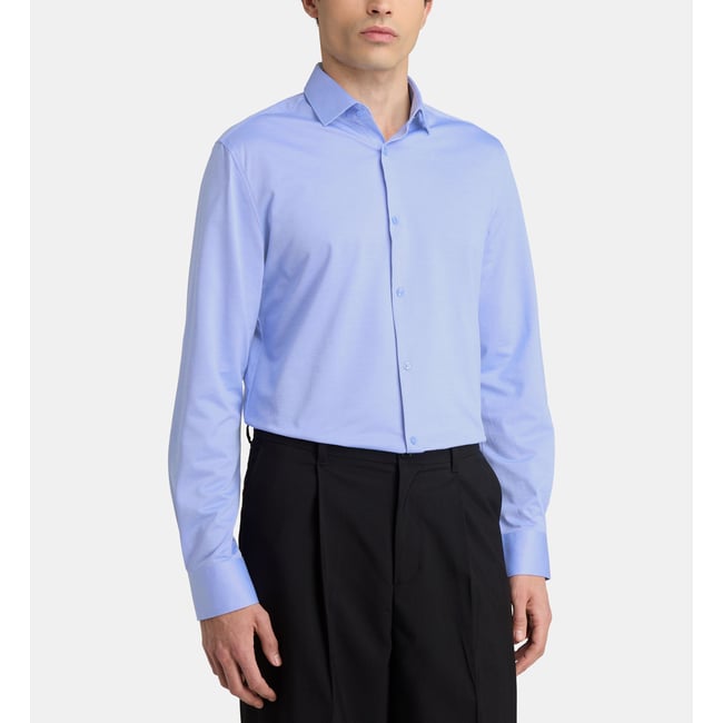 Chemise oxford droite stretch hoxtek en coton mélangé bleu clair <span itemprop=